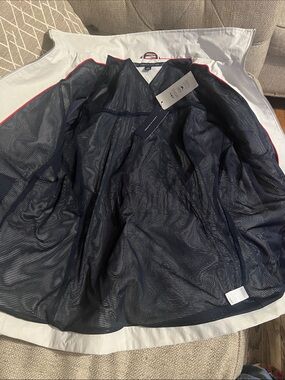 Tommy Hilfiger White Jacket with Navy Mesh Interior and Red Trim